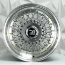 RIN 15X8 4-100/114.3 R1 SPORT DX163 HYPER BLACK MACHINE LIP GOLD RIVETS ET20 CB7