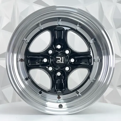 [154817F] RIN 15X8 8-100/114.3 R1 SPORT QC403 BLACK MACHINE LIP+RIVETS* ET0 CB73.1