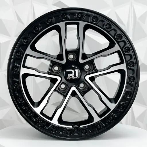 [179424] RIN 17X9 5-127 R1 SPORT YF5691 MATE BLACK MACHINE FACE+RIVETS* ET-10 CB71.56